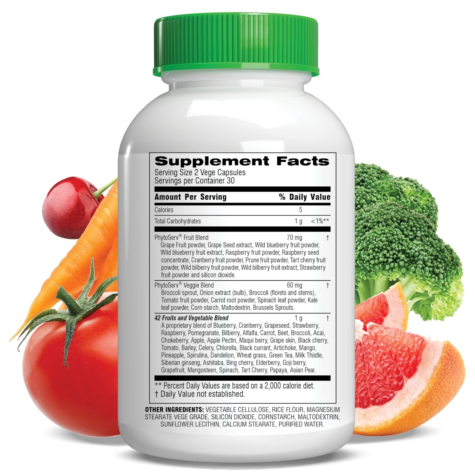 Botanic Choice Since 1910 - Mega Fruits & Veggies Blend - 42 Fruits and Vegetables - 2 Caps Daily - 60 Count Supplement - dailyvitalstore