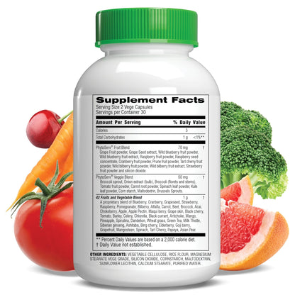 Botanic Choice Since 1910 - Mega Fruits & Veggies Blend - 42 Fruits and Vegetables - 2 Caps Daily - 60 Count Supplement - dailyvitalstore