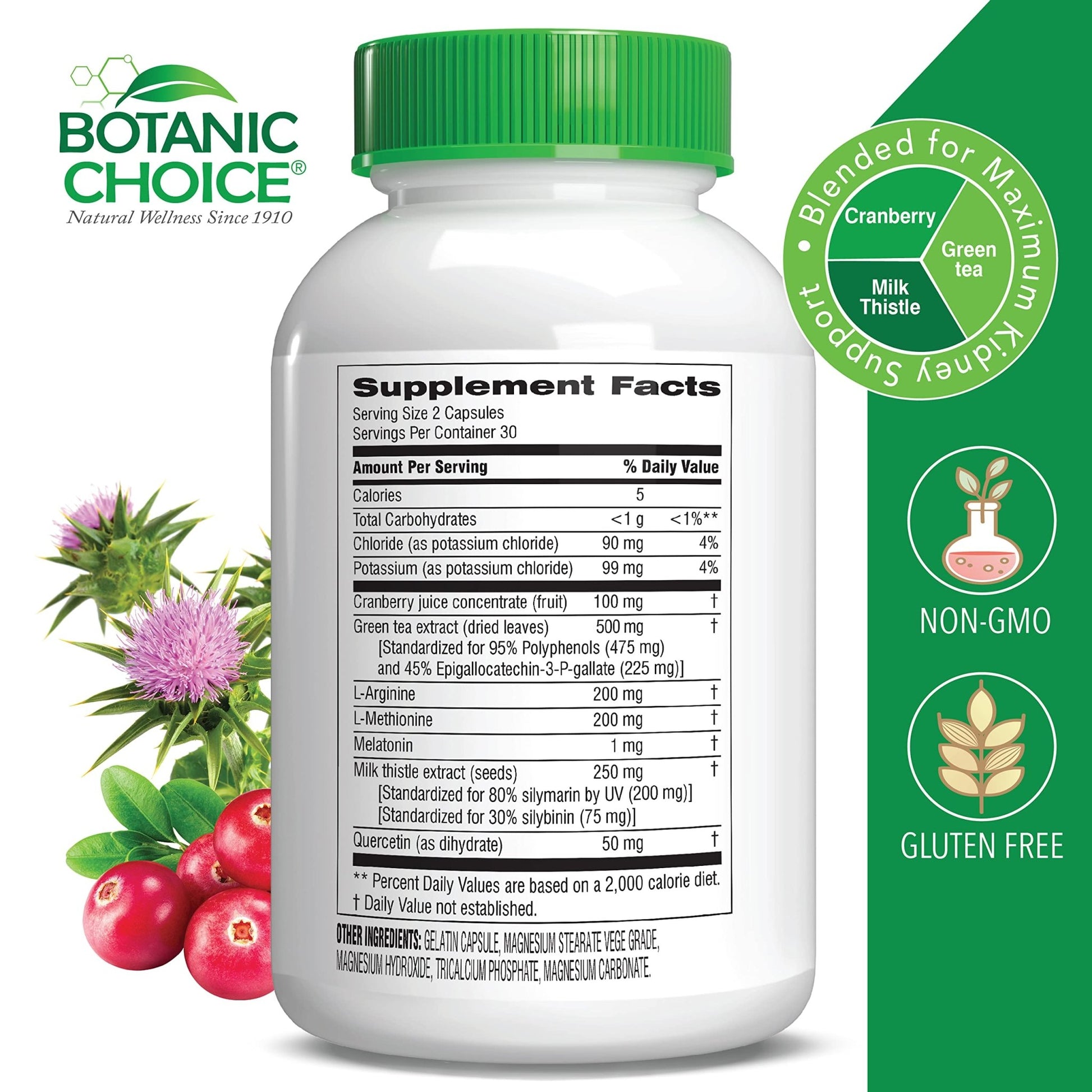 Botanic Choice Ultra Kidney Complex - Optimal Kidney Support with Milk Thistle, Green Tea & More- 60 Capsules - dailyvitalstore