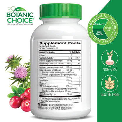 Botanic Choice Ultra Kidney Complex - Optimal Kidney Support with Milk Thistle, Green Tea & More- 60 Capsules - dailyvitalstore