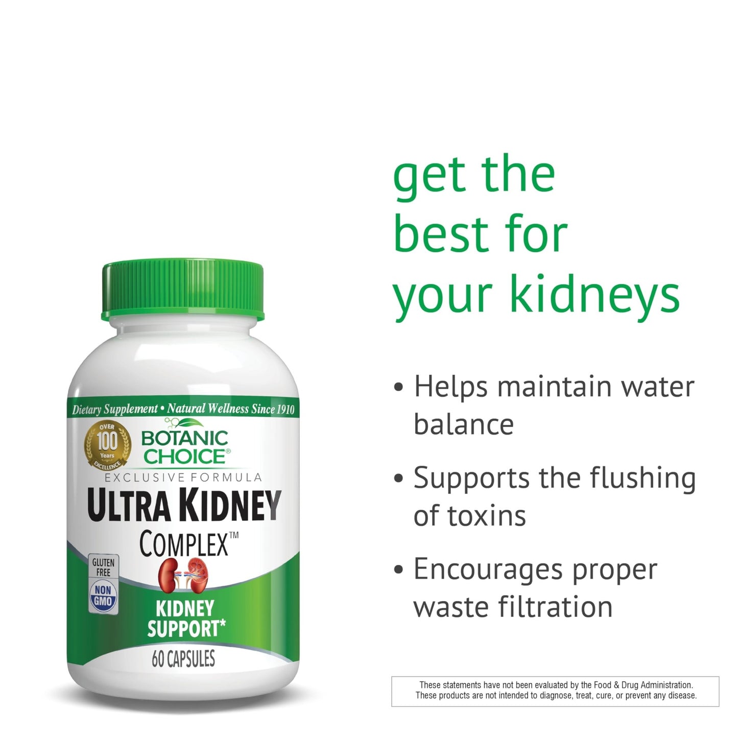 Botanic Choice Ultra Kidney Complex - Optimal Kidney Support with Milk Thistle, Green Tea & More- 60 Capsules - dailyvitalstore