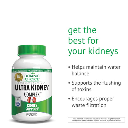 Botanic Choice Ultra Kidney Complex - Optimal Kidney Support with Milk Thistle, Green Tea & More- 60 Capsules - dailyvitalstore