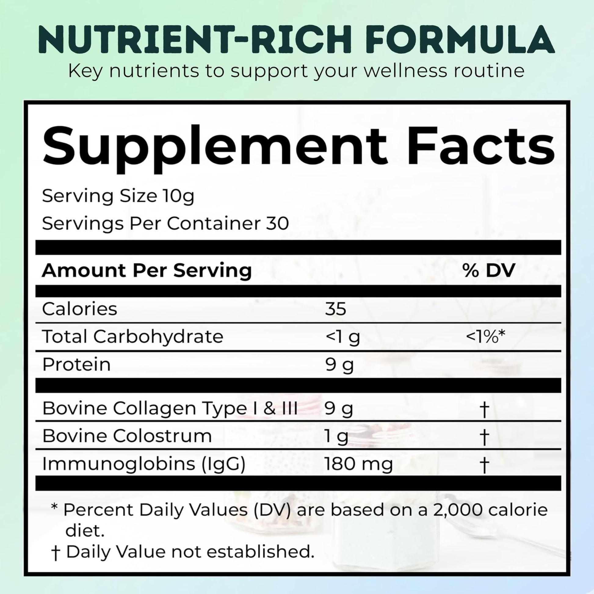 Bovine Colostrum and Hydrolyzed Collagen Peptides Powder Supplement for Women & Men - Supports Gut Health, Joint & Bone Health, Hair Skin Nails - Grass-Fed, Non-GMO, Gluten Free, 300g (30 Servings) - dailyvitalstore