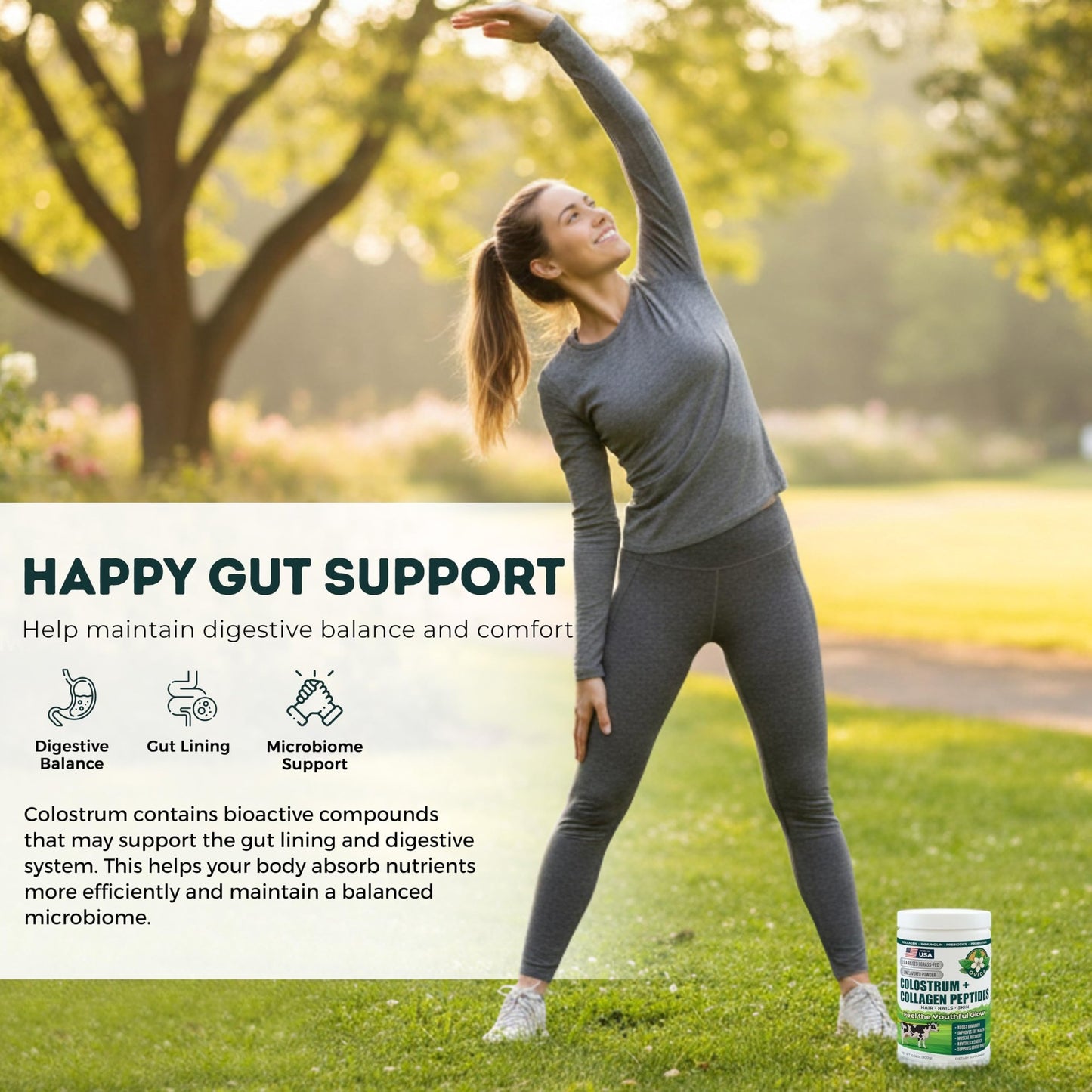 Bovine Colostrum and Hydrolyzed Collagen Peptides Powder Supplement for Women & Men - Supports Gut Health, Joint & Bone Health, Hair Skin Nails - Grass-Fed, Non-GMO, Gluten Free, 300g (30 Servings) - dailyvitalstore
