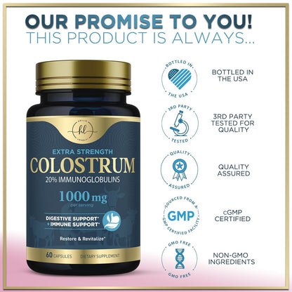 Bovine Colostrum Powder 1000mg Per Serving - with Immunoglobulins (IgG) for Immune Support, Energy & Gut Health Supplement, SP Colostrum Powder Pills, - dailyvitalstore
