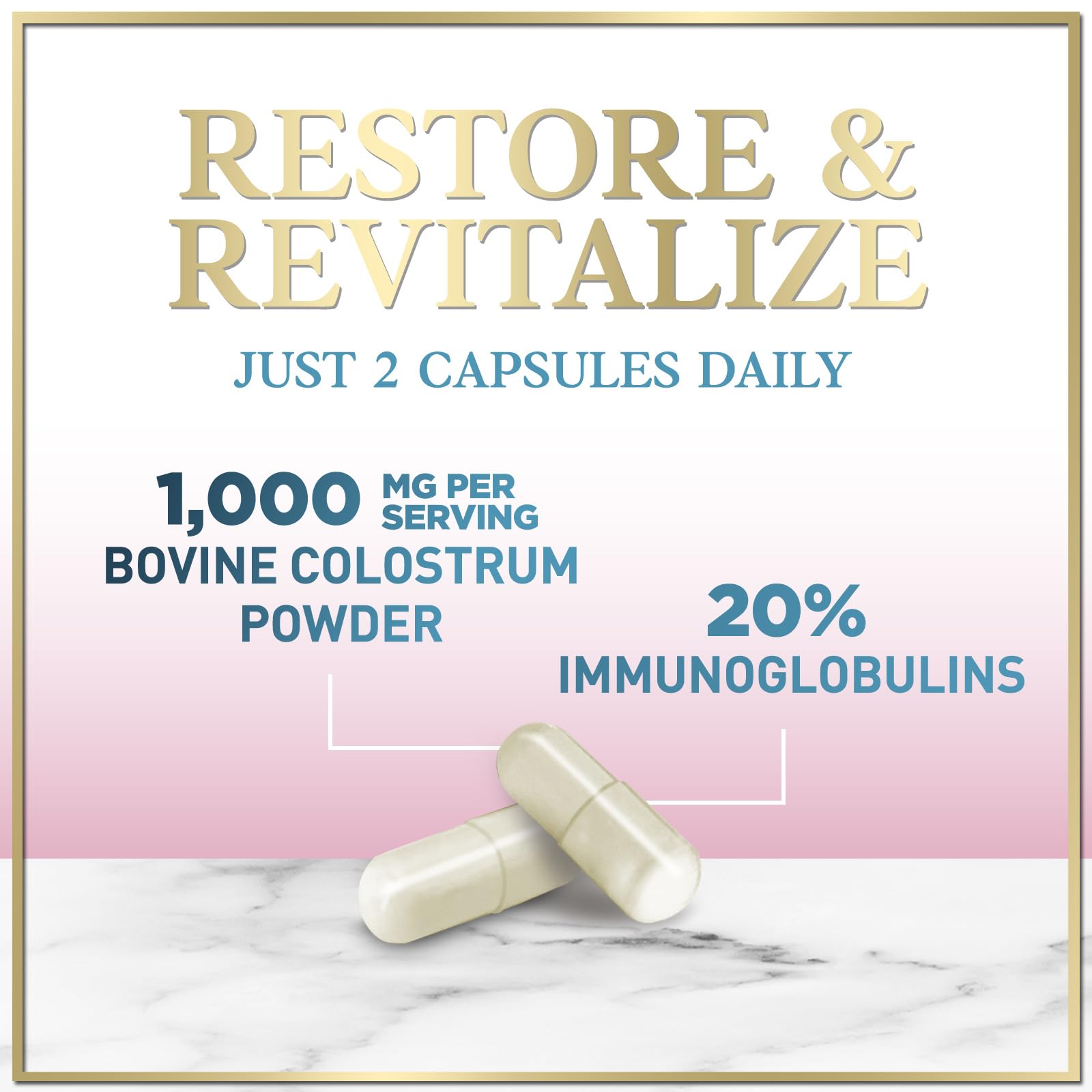 Bovine Colostrum Powder 1000mg Per Serving - with Immunoglobulins (IgG) for Immune Support, Energy & Gut Health Supplement, SP Colostrum Powder Pills, - dailyvitalstore