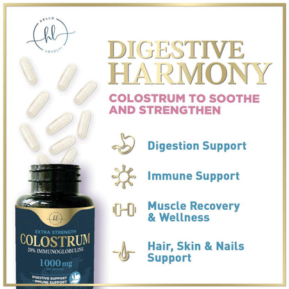 Bovine Colostrum Powder 1000mg Per Serving - with Immunoglobulins (IgG) for Immune Support, Energy & Gut Health Supplement, SP Colostrum Powder Pills, - dailyvitalstore