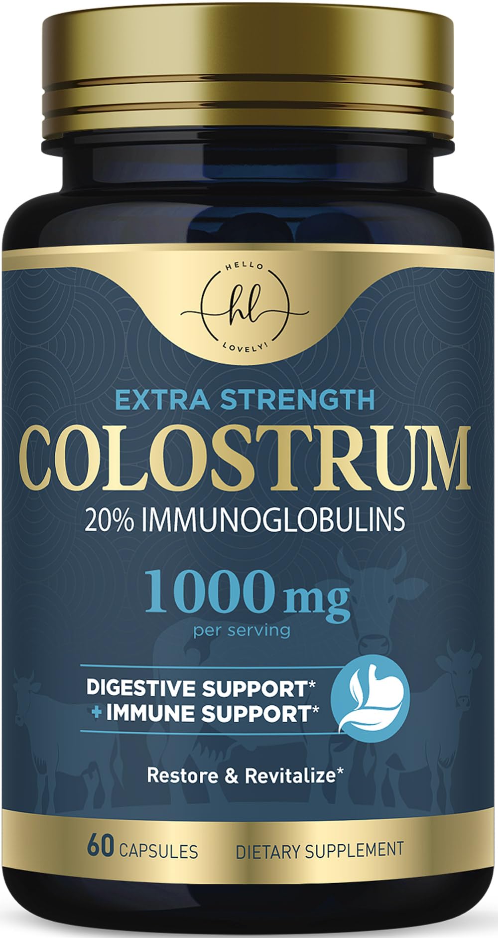 Bovine Colostrum Powder 1000mg Per Serving - with Immunoglobulins (IgG) for Immune Support, Energy & Gut Health Supplement, SP Colostrum Powder Pills, - dailyvitalstore
