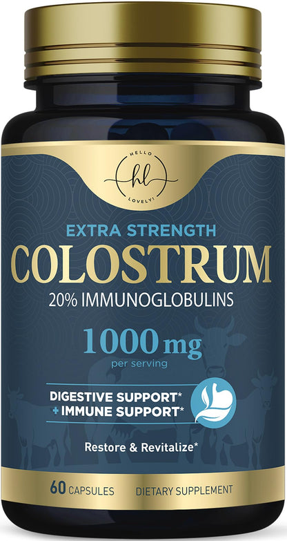 Bovine Colostrum Powder 1000mg Per Serving - with Immunoglobulins (IgG) for Immune Support, Energy & Gut Health Supplement, SP Colostrum Powder Pills, - dailyvitalstore