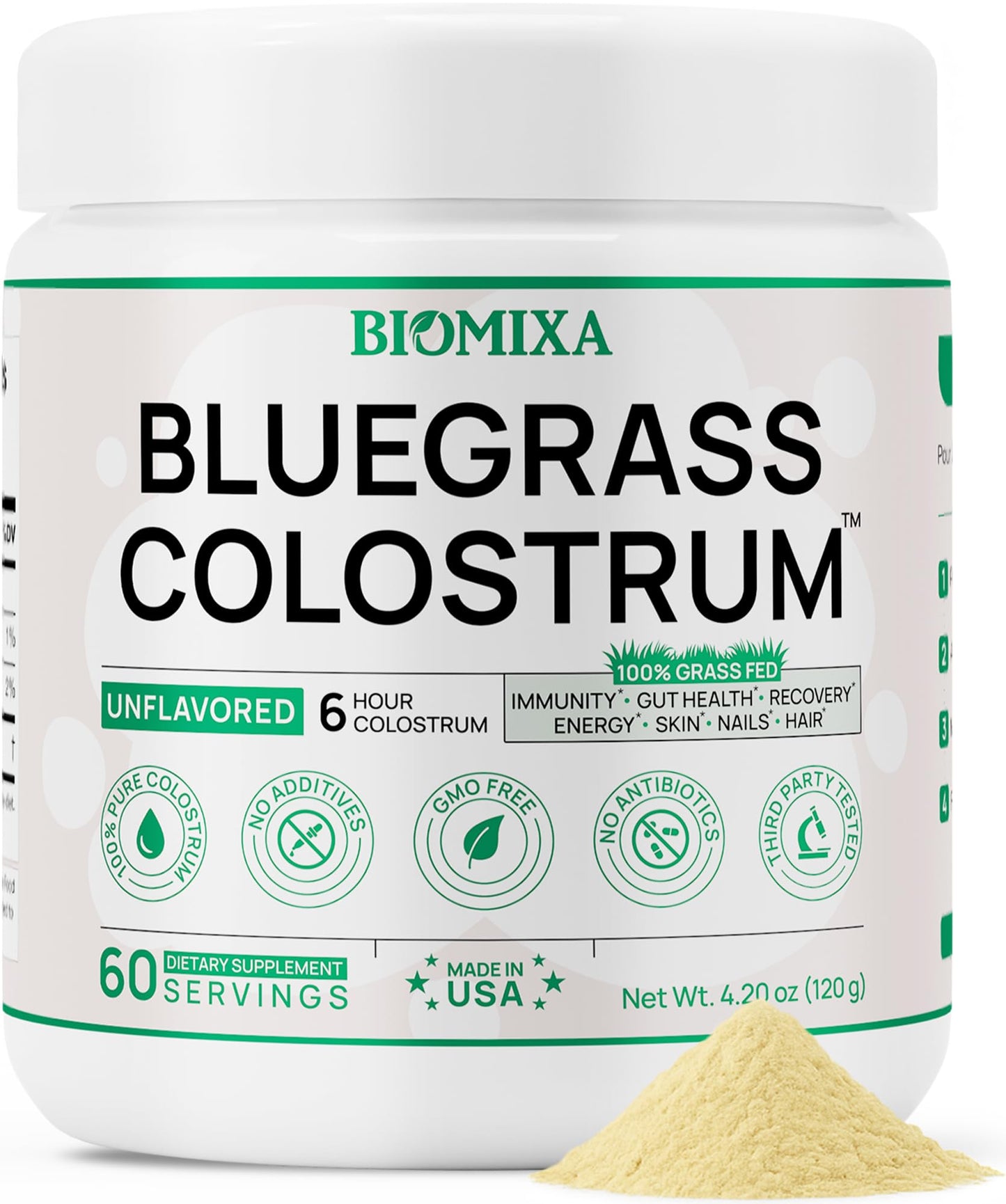 Bovine Colostrum Supplement - 100% Pure Whole Colostrum Powder - Grass-Fed, Unflavored, No Additives, Gut & Immune Support, Natural IgG, 60 Servings - Made in USA - dailyvitalstore