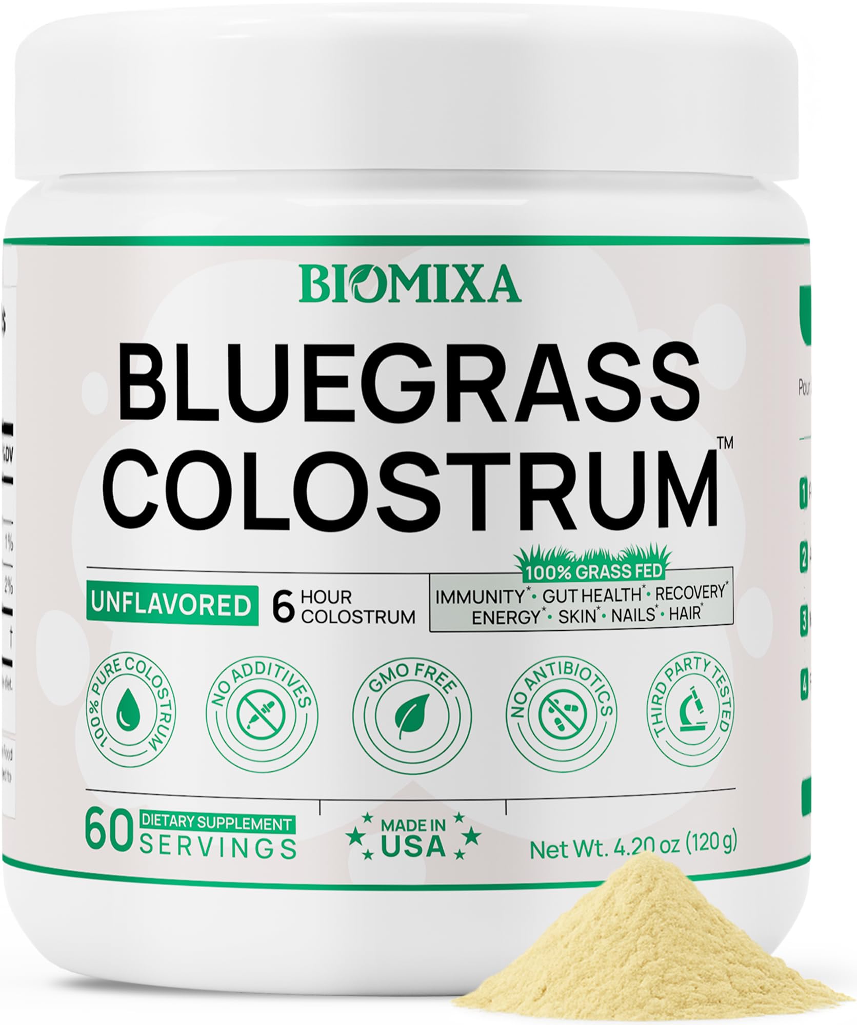 Bovine Colostrum Supplement - 100% Pure Whole Colostrum Powder - Grass-Fed, Unflavored, No Additives, Gut & Immune Support, Natural IgG, 60 Servings - Made in USA - dailyvitalstore