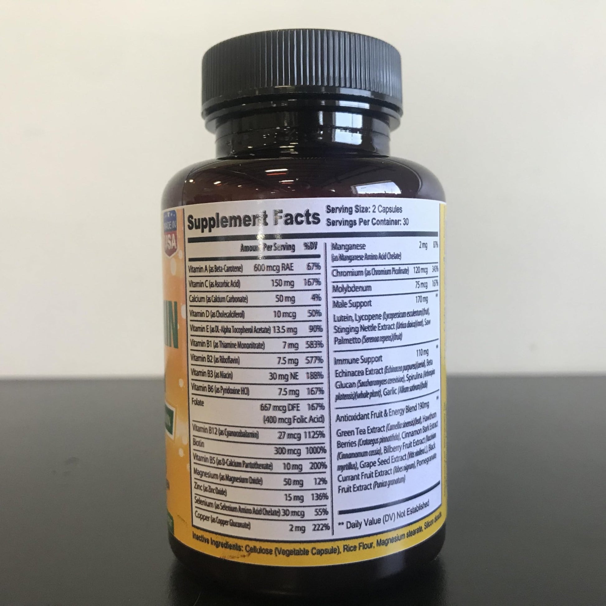 Bradeson Naturals Men's Multivitamin Supplement for Energy, Focus and Performance. Mens Vitamins A, C, D, E & B12, Zinc, Calcium, Magnesium & More. Multi Vitamin 60 Capsules Made in The USA - dailyvitalstore