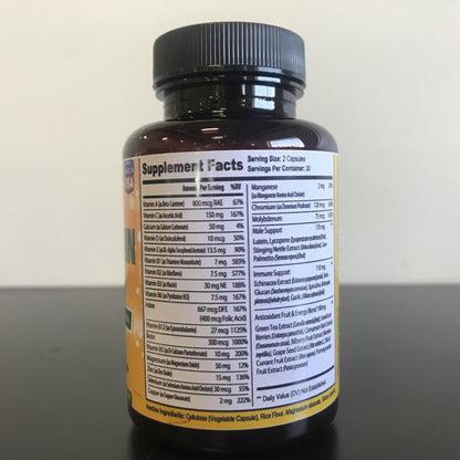 Bradeson Naturals Men's Multivitamin Supplement for Energy, Focus and Performance. Mens Vitamins A, C, D, E & B12, Zinc, Calcium, Magnesium & More. Multi Vitamin 60 Capsules Made in The USA - dailyvitalstore
