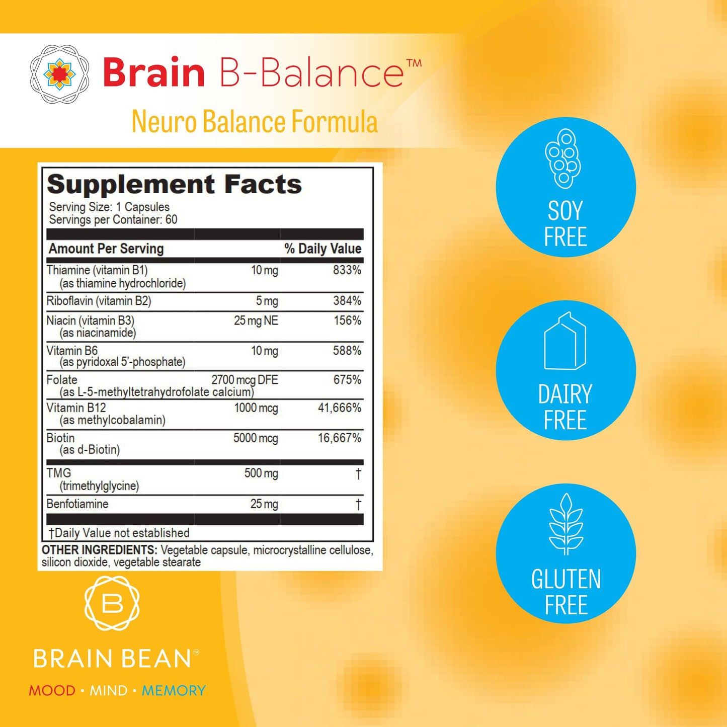 Brain B Balance: Methylated Multivitamin - Methylated B Complex Neurobalance Formula - Methylfolate Supports Mood - dailyvitalstore