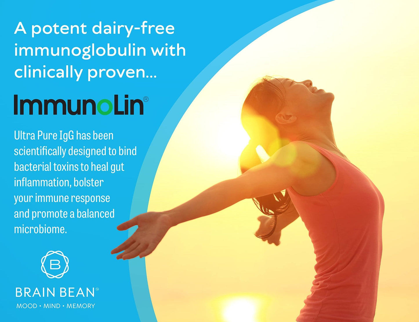 Brain Basics Ultra Pure IgG Supplement - Dairy-Free Supplement IgG-Immunolin Powder, Blended Vitamin & Mineral Supplements, 150g, 60 Servings - dailyvitalstore