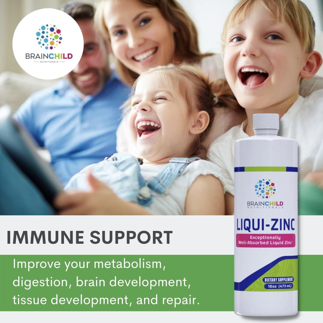 BrainChild Nutritionals LiquiZinc Liquid Formula (Unflavored 16oz) - dailyvitalstore