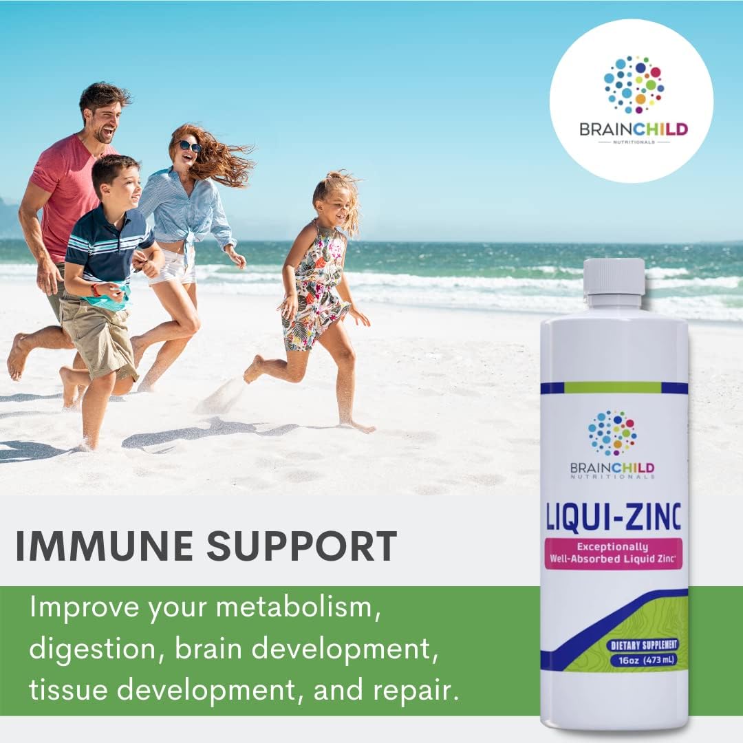 BrainChild Nutritionals LiquiZinc Liquid Formula (Unflavored 16oz) - dailyvitalstore