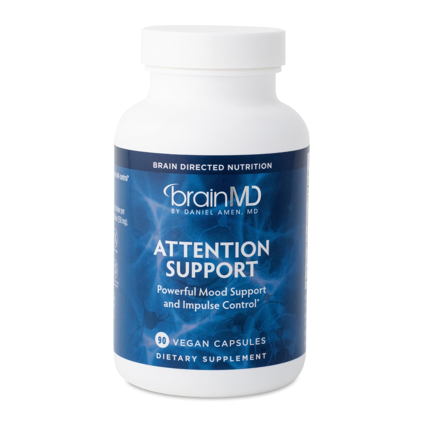 BRAINMD Dr Amen Attention Support - 90 Capsules - Promotes Mental Focus & Impulse Control - Gluten Free - 30 Servings - dailyvitalstore