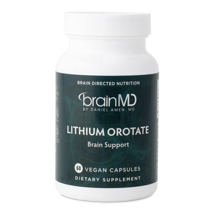 BRAINMD Dr Amen Lithium Orotate - 60 Capsules - Brain Support - Gluten Free - 60 Servings - dailyvitalstore
