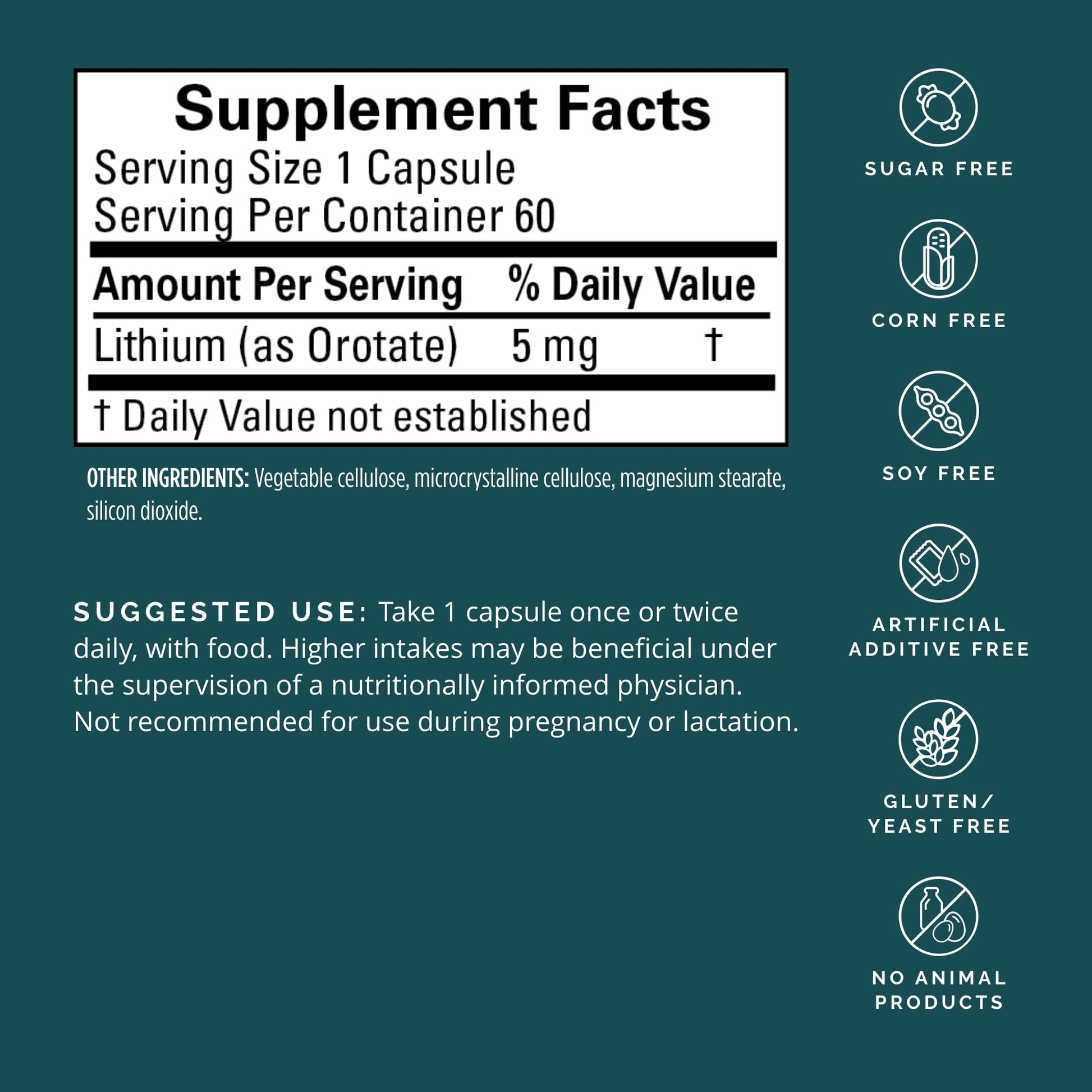 BRAINMD Dr Amen Lithium Orotate - 60 Capsules - Brain Support - Gluten Free - 60 Servings - dailyvitalstore