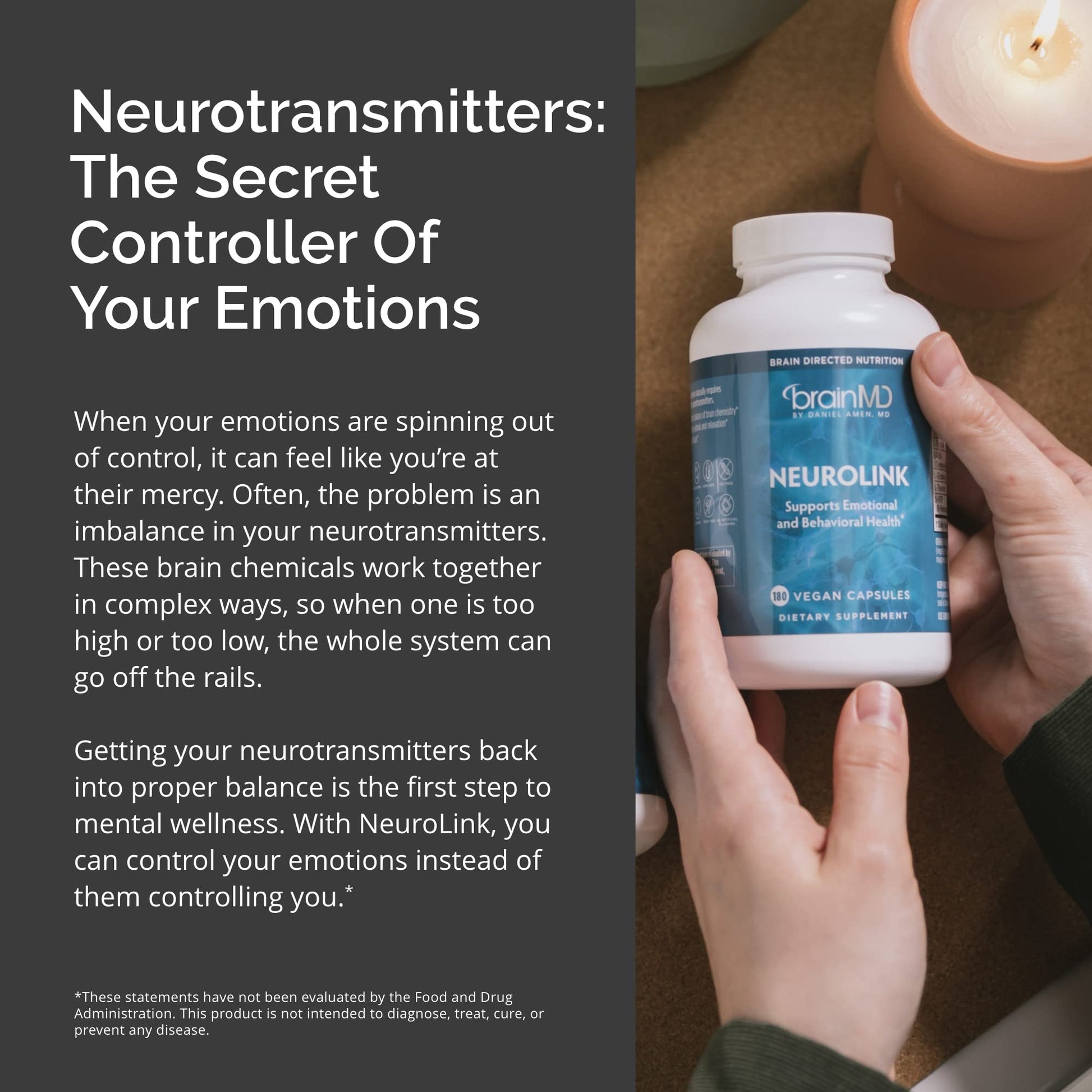 BRAINMD Dr Amen NeuroLink - 180 Capsules - Promotes Optimal Brain Function, Focus & Concentration - Gluten Free - 45 Servings - dailyvitalstore
