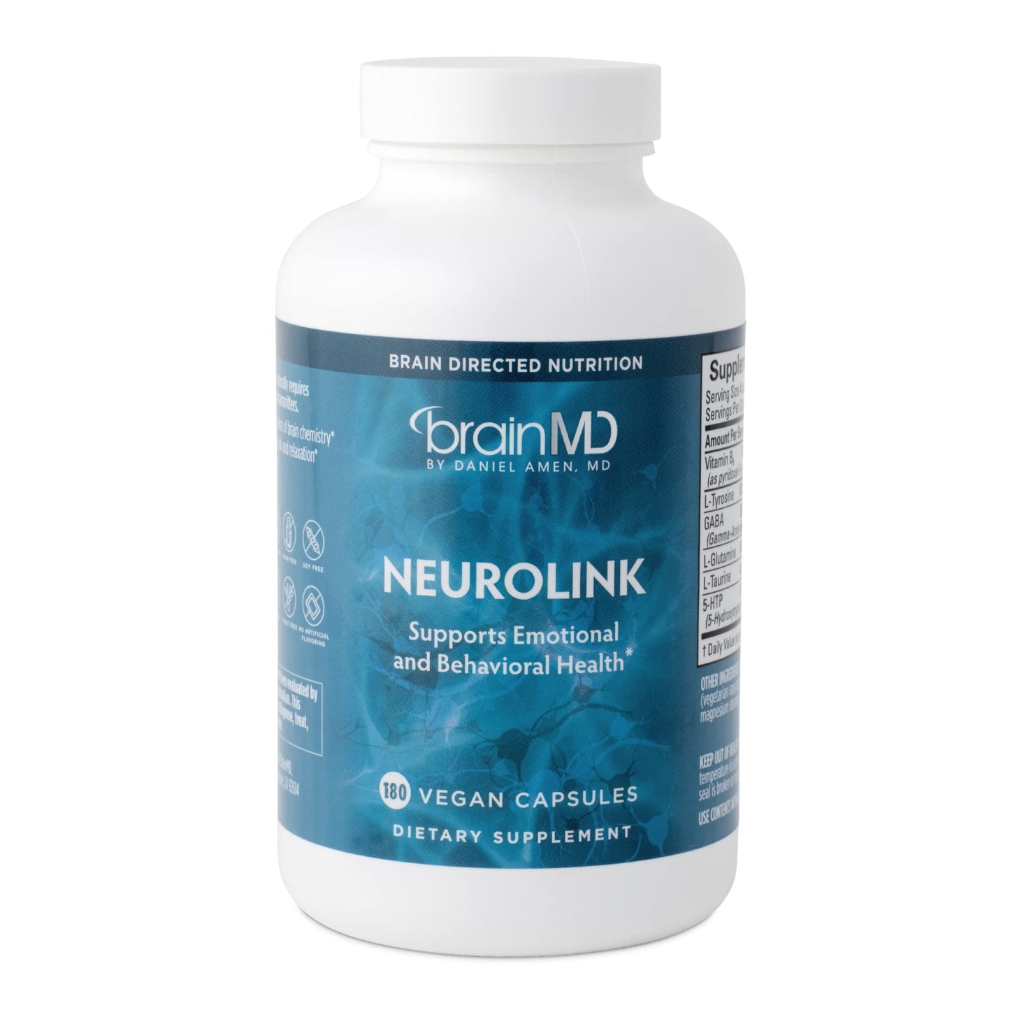 BRAINMD Dr Amen NeuroLink - 180 Capsules - Promotes Optimal Brain Function, Focus & Concentration - Gluten Free - 45 Servings - dailyvitalstore