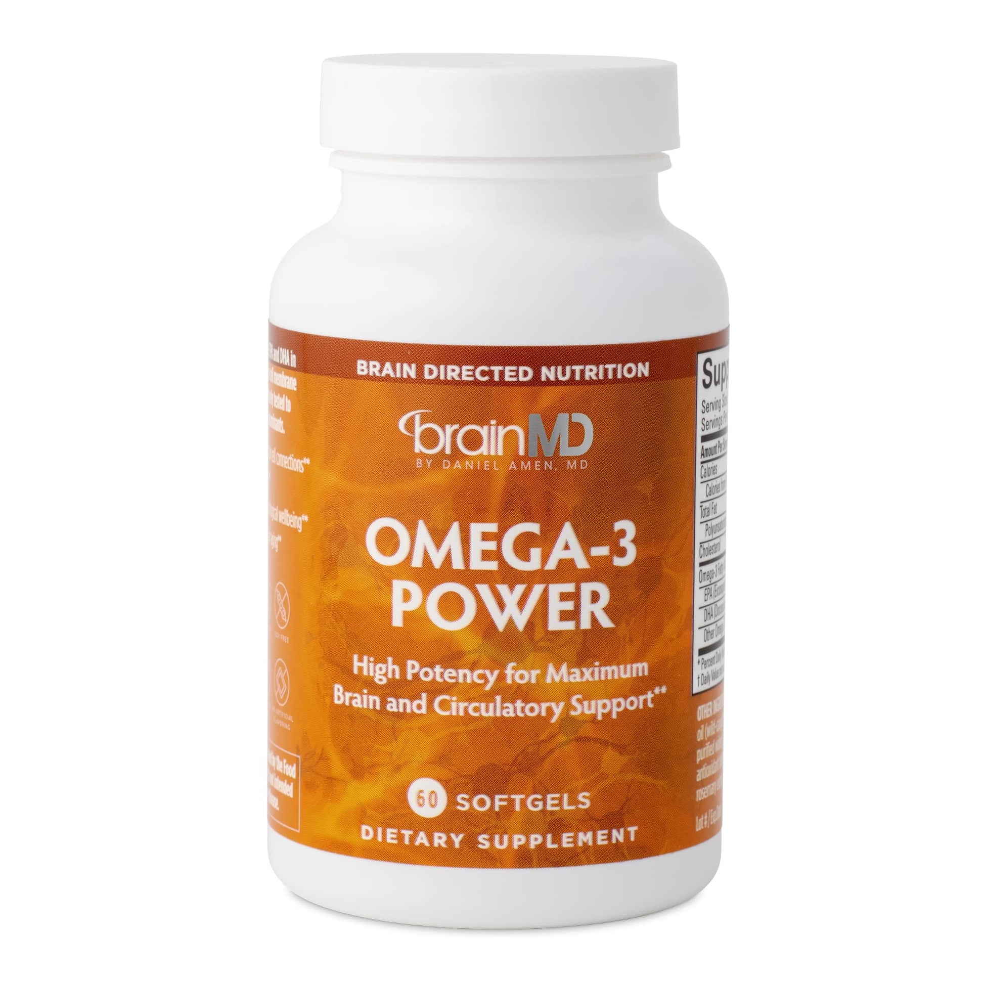 BRAINMD Dr Amen Omega-3 Power - 60 Capsules - Joint & Immune Support Supplement - Contains DHA & EPA - Gluten Free - 30 Servings - dailyvitalstore