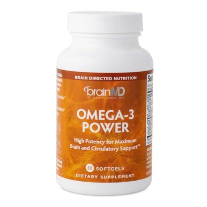 BRAINMD Dr Amen Omega-3 Power - 60 Capsules - Joint & Immune Support Supplement - Contains DHA & EPA - Gluten Free - 30 Servings - dailyvitalstore