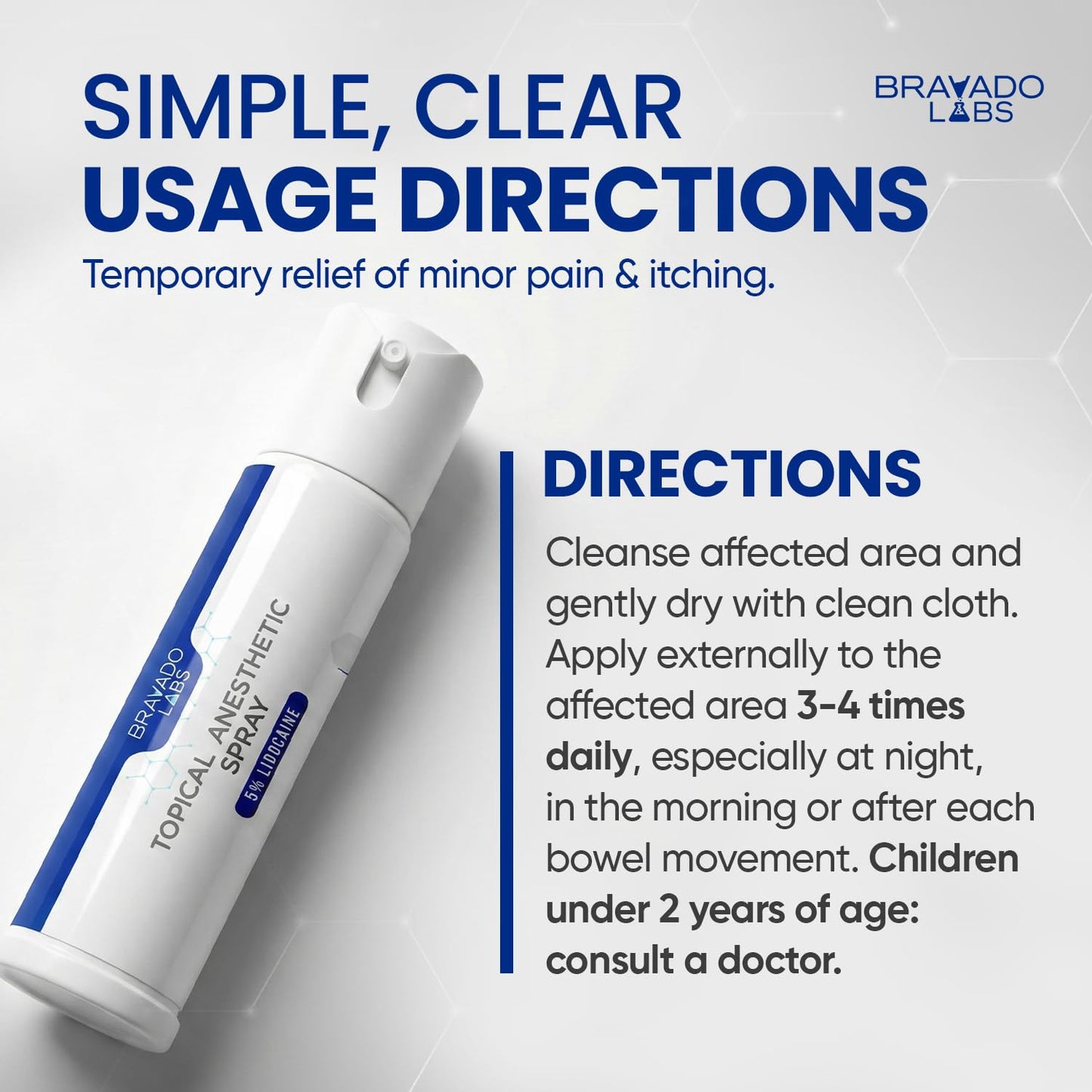 Bravado Labs 5% Lidocaine Spray Pain Relief - Maximum Strength Numbing Spray with Arnica & Emu Oil - Topical Anesthetic for Burns, Pain & Itch Relief - 1oz - dailyvitalstore