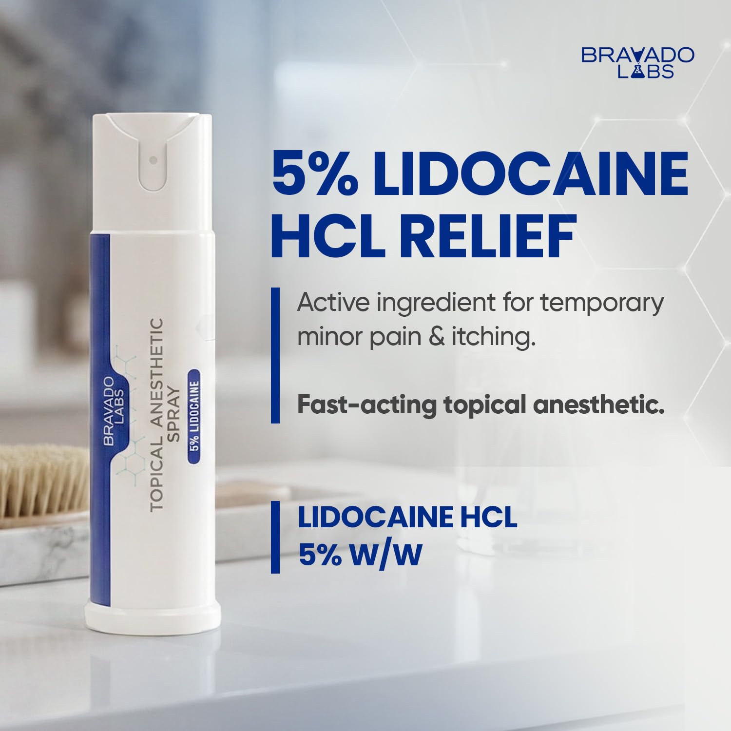 Bravado Labs 5% Lidocaine Spray Pain Relief - Maximum Strength Numbing Spray with Arnica & Emu Oil - Topical Anesthetic for Burns, Pain & Itch Relief - 1oz - dailyvitalstore
