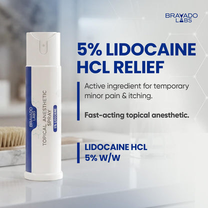 Bravado Labs 5% Lidocaine Spray Pain Relief - Maximum Strength Numbing Spray with Arnica & Emu Oil - Topical Anesthetic for Burns, Pain & Itch Relief - 1oz - dailyvitalstore