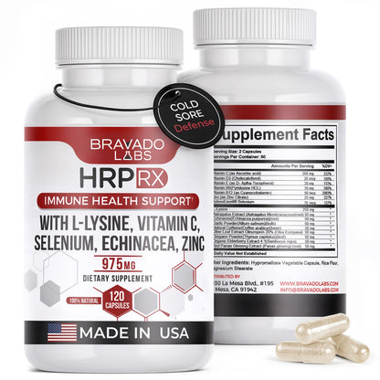 Bravado Labs L-Lysine 250mg Capsules – Immune & Cold Sore Support – Vegan, Non-GMO, Allergen-Free, 3rd-Party Tested - dailyvitalstore