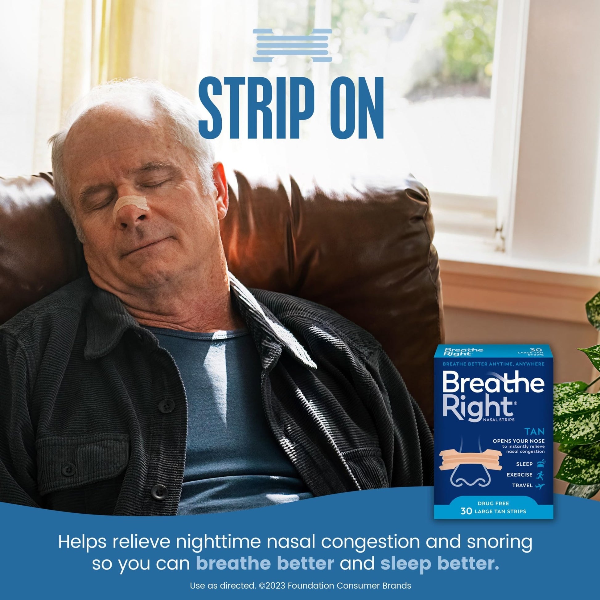 Breathe Right Nasal Strips, Extra Strength Tan Nose Strips, Drug-Free Nasal Congestion Relief for Better Breathing, Help Relieve Snoring, - dailyvitalstore