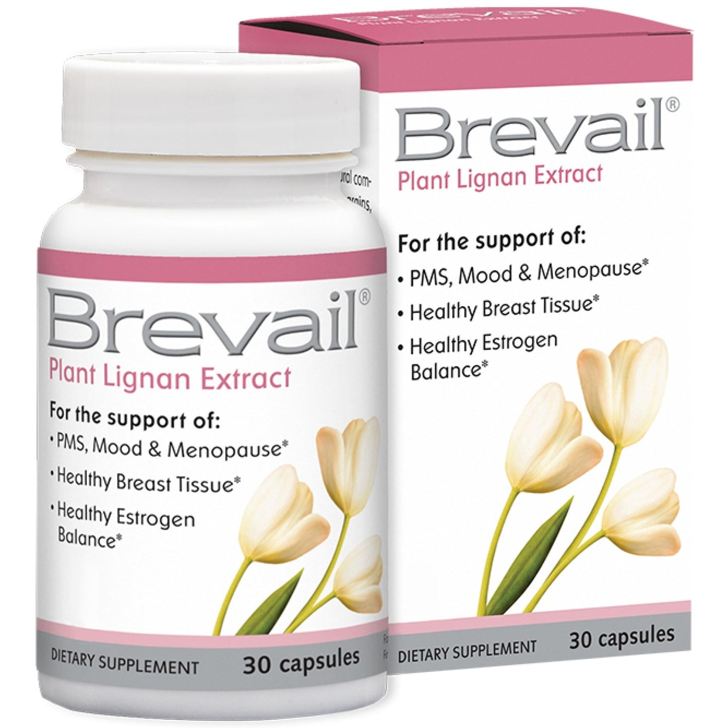 Brevail Plant Lignan Extract Capsules, Proactive Breast Health Supplement with 50 mg SDG Lignans from Flax Seed Hulls for Healthy Estrogen Balance and PMS Mood Support Pills, 30 Count - dailyvitalstore