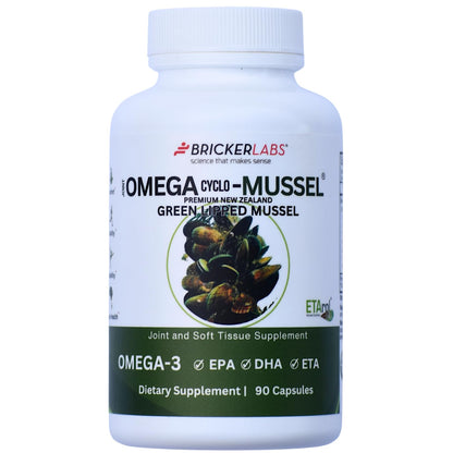 Bricker Labs Omega Cyclo - Mussel Joint Health Supplement, Premium New Zealand Green Lipped Mussel, Full Spectrum Omega Joint Supplements for Joint Health and Comfort, 90 Capsules - dailyvitalstore