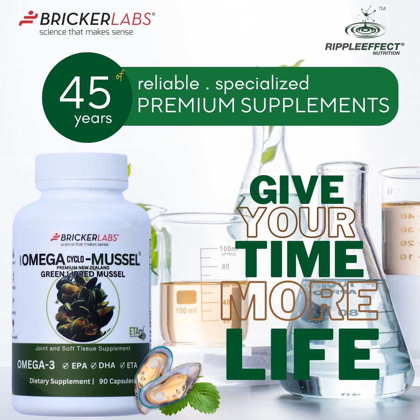 Bricker Labs Omega Cyclo - Mussel Joint Health Supplement, Premium New Zealand Green Lipped Mussel, Full Spectrum Omega Joint Supplements for Joint Health and Comfort, 90 Capsules - dailyvitalstore