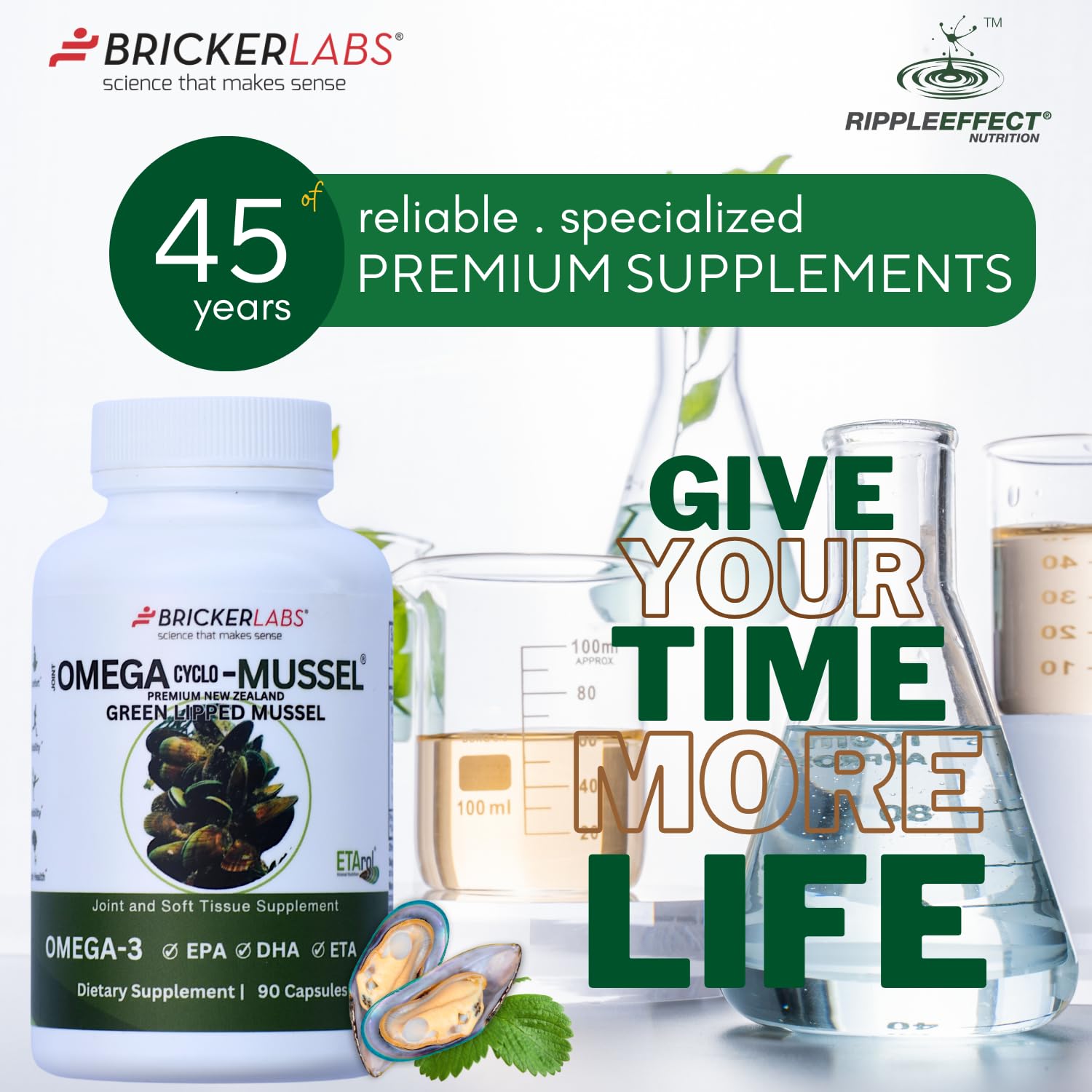 Bricker Labs Omega Cyclo - Mussel Joint Health Supplement, Premium New Zealand Green Lipped Mussel, Full Spectrum Omega Joint Supplements for Joint Health and Comfort, 90 Capsules - dailyvitalstore