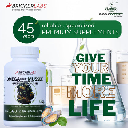 Bricker Labs Omega Cyclo - Mussel Joint Health Supplement, Premium New Zealand Green Lipped Mussel, Full Spectrum Omega Joint Supplements for Joint Health and Comfort, 90 Capsules - dailyvitalstore