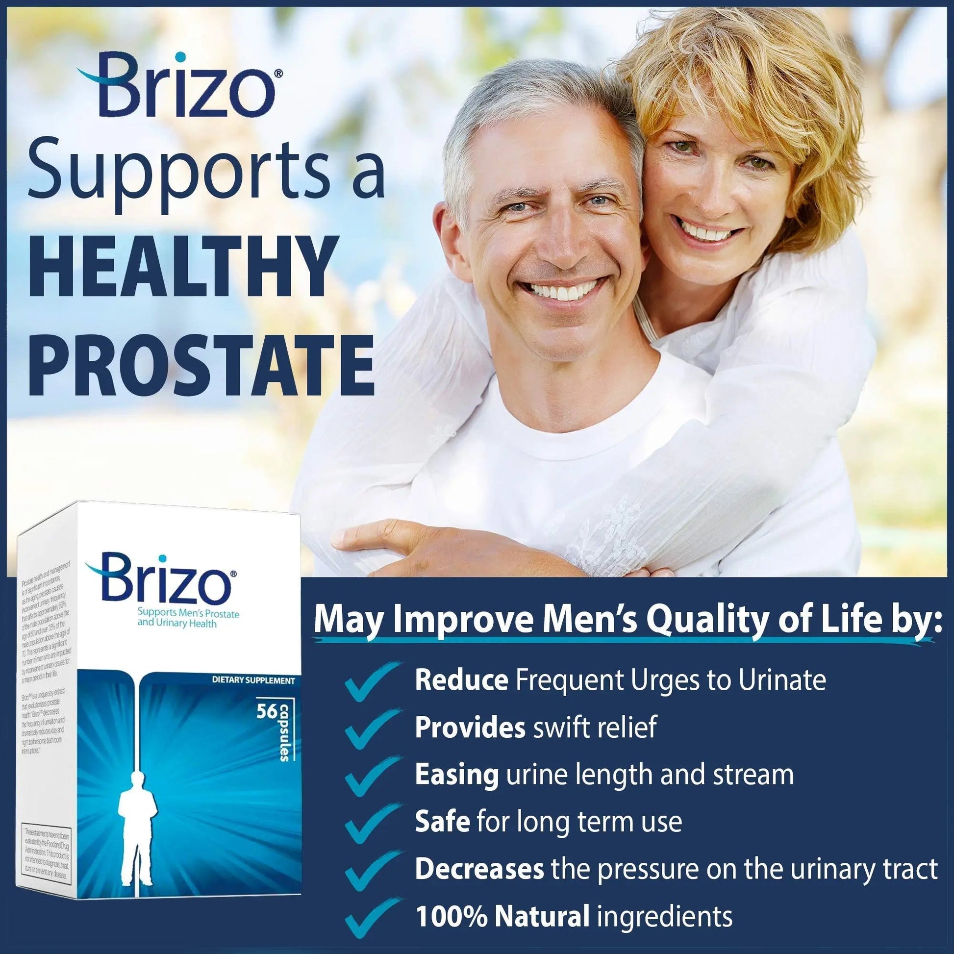 Brizo Prostate Health Supplements for Men - Herbal Capsules for Mens Urinary Health - Reduce Frequent Urination - 1 Month Supply - dailyvitalstore