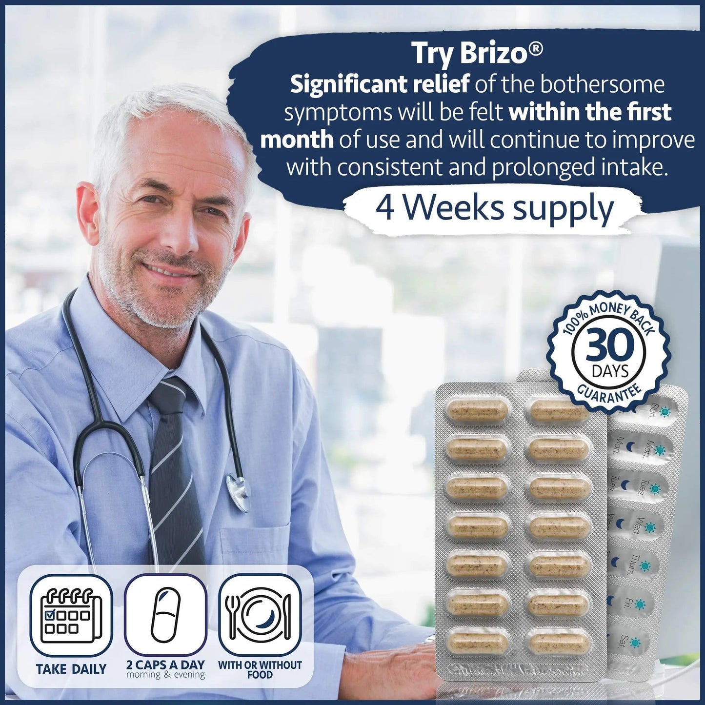 Brizo Prostate Health Supplements for Men - Herbal Capsules for Mens Urinary Health - Reduce Frequent Urination - 1 Month Supply - dailyvitalstore
