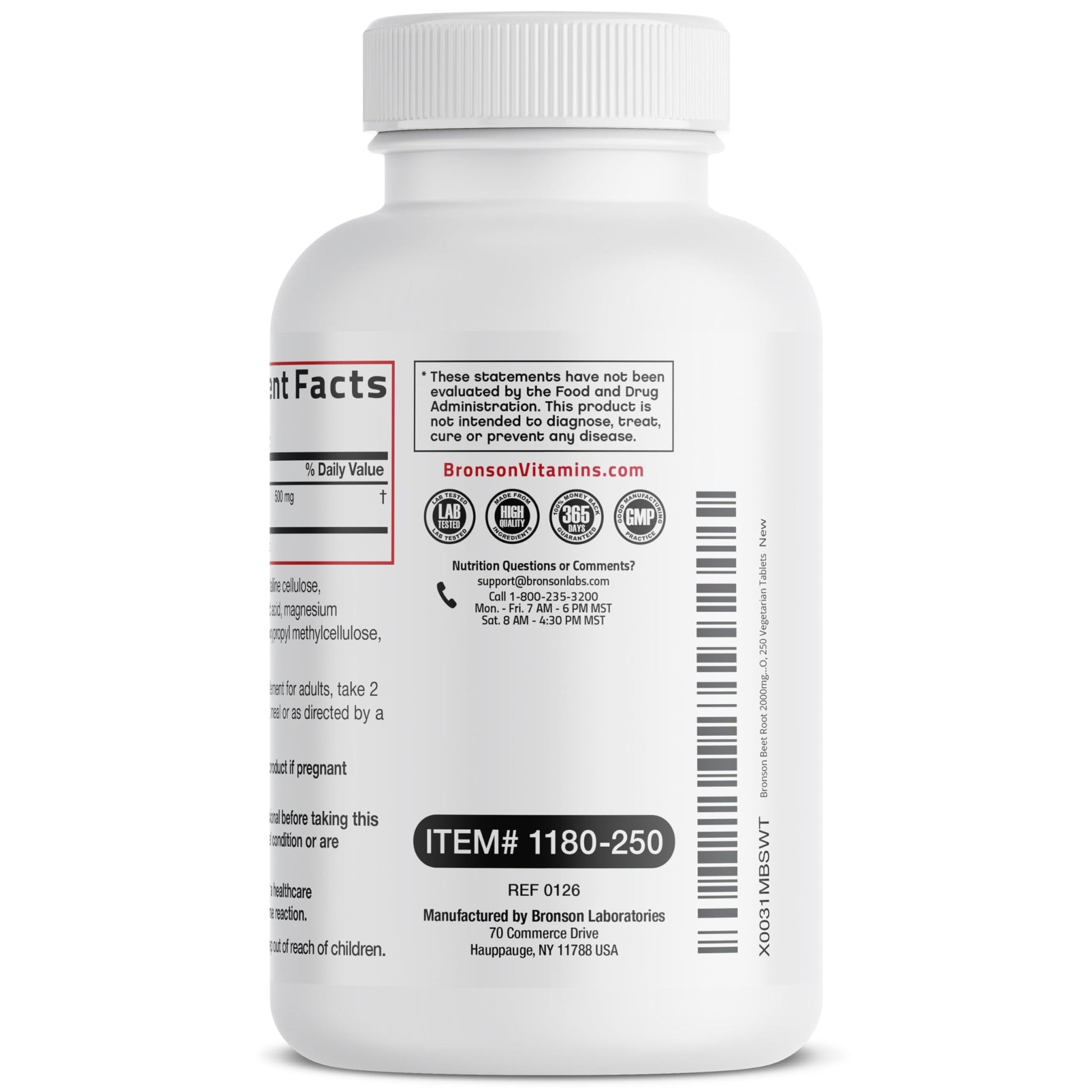 Bronson Beet Root Extra Strength, Non-GMO, 250 Vegetarian Tablets - dailyvitalstore