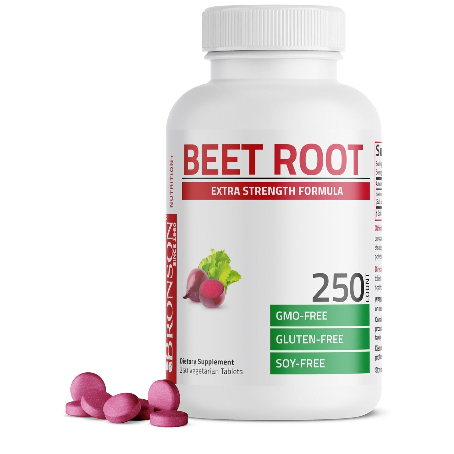 Bronson Beet Root Extra Strength, Non-GMO, 250 Vegetarian Tablets - dailyvitalstore