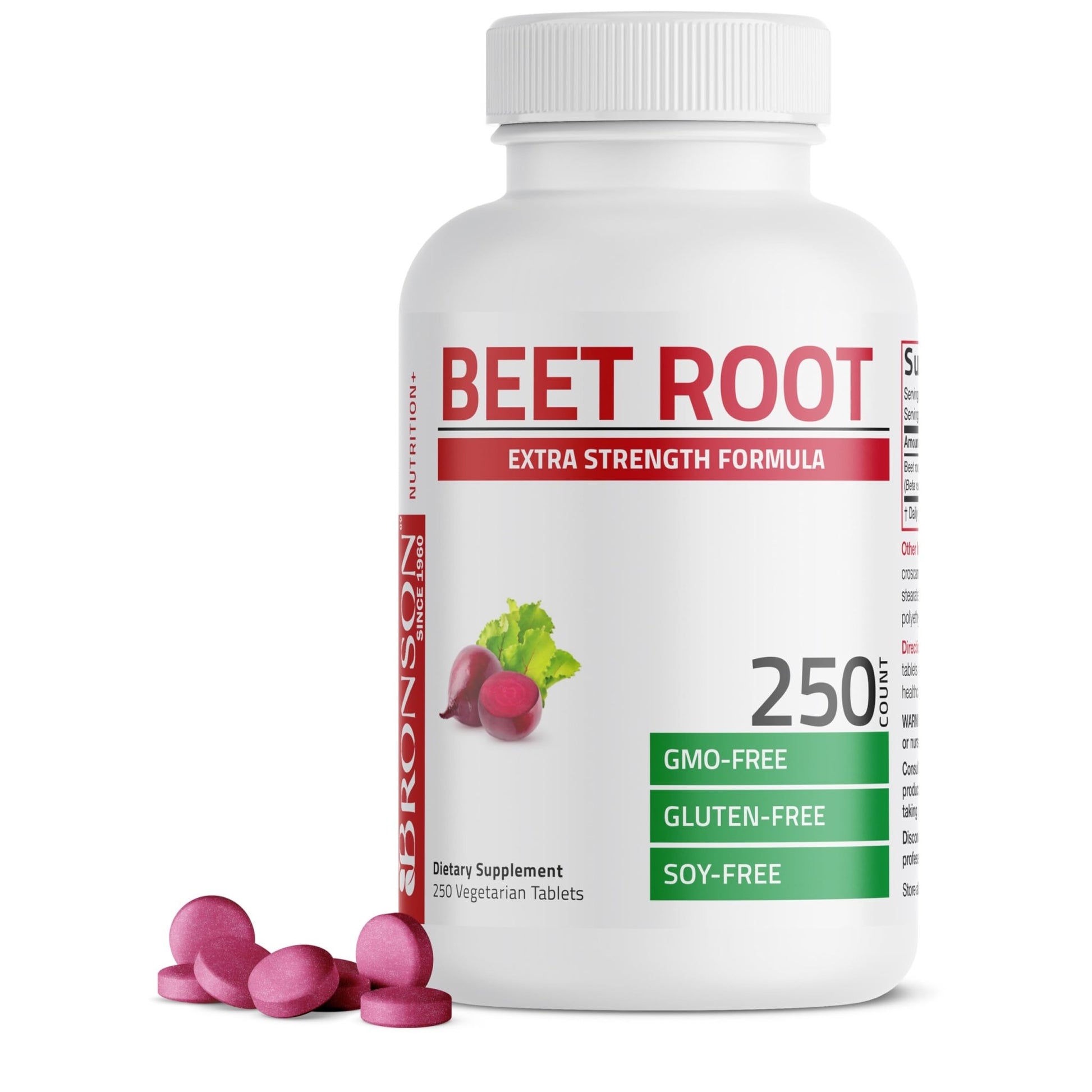 Bronson Beet Root Extra Strength, Non-GMO, 250 Vegetarian Tablets - dailyvitalstore