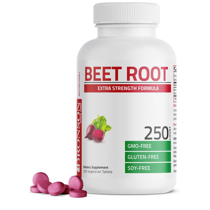Bronson Beet Root Extra Strength, Non-GMO, 250 Vegetarian Tablets - dailyvitalstore