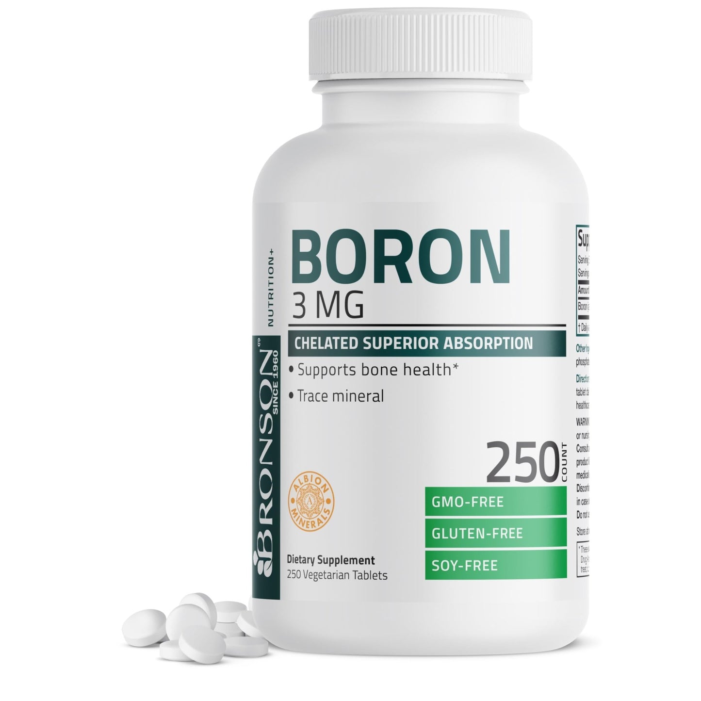Bronson Boron 3 MG Chelated Superior Absorption Supports Bone Health Trace Mineral, Non-GMO, 250 Vegetarian Tablets - dailyvitalstore