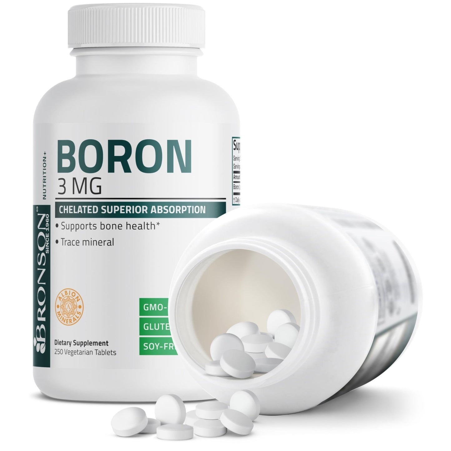 Bronson Boron 3 MG Chelated Superior Absorption Supports Bone Health Trace Mineral, Non-GMO, 250 Vegetarian Tablets - dailyvitalstore