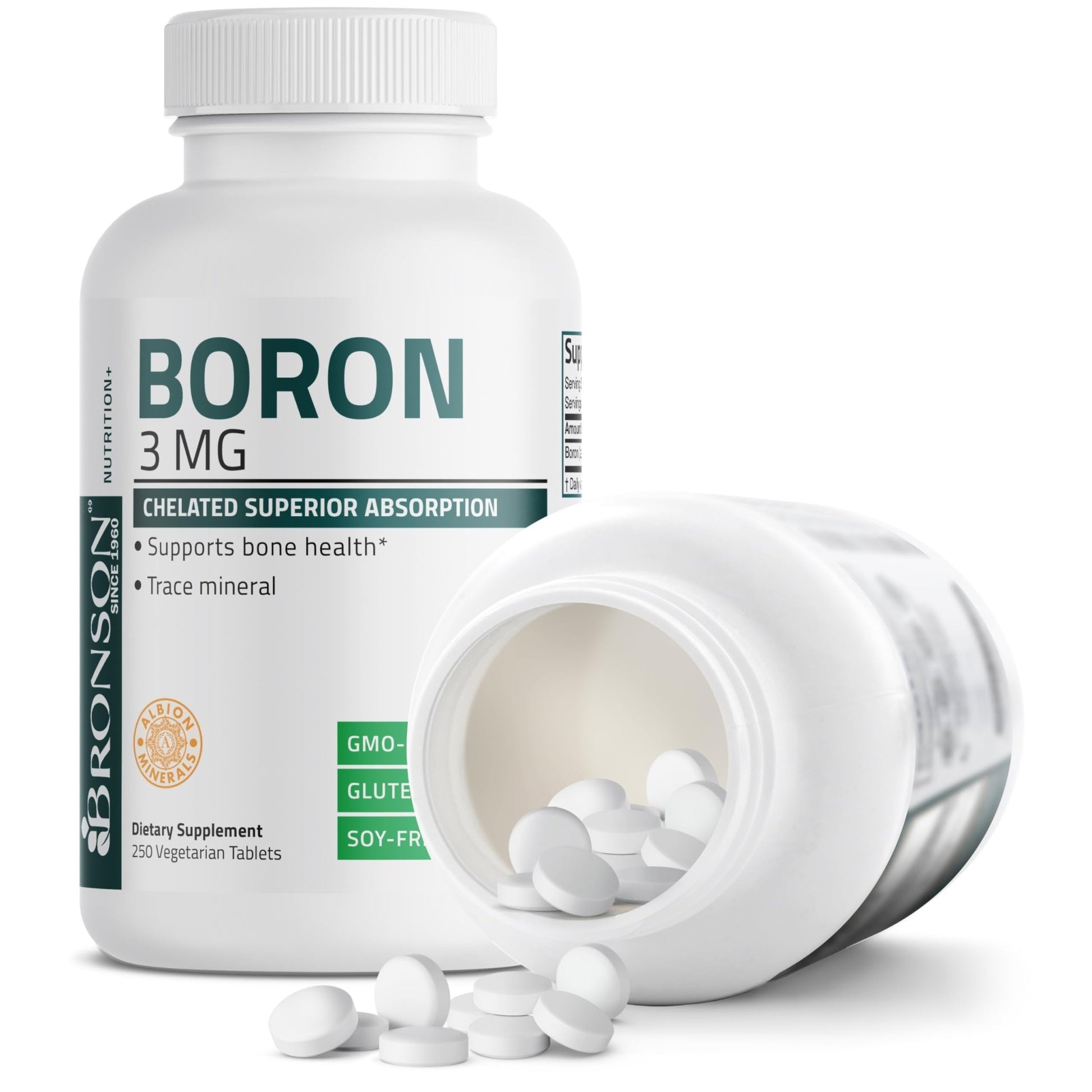 Bronson Boron 3 MG Chelated Superior Absorption Supports Bone Health Trace Mineral, Non-GMO, 250 Vegetarian Tablets - dailyvitalstore