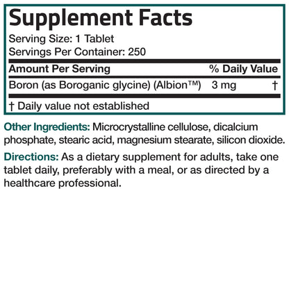 Bronson Boron 3 MG Chelated Superior Absorption Supports Bone Health Trace Mineral, Non-GMO, 250 Vegetarian Tablets - dailyvitalstore
