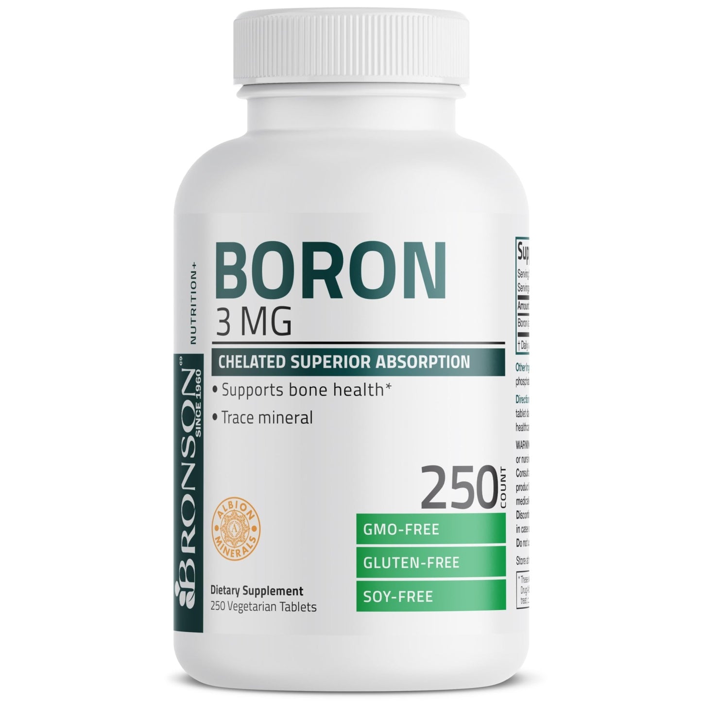 Bronson Boron 3 MG Chelated Superior Absorption Supports Bone Health Trace Mineral, Non-GMO, 250 Vegetarian Tablets - dailyvitalstore