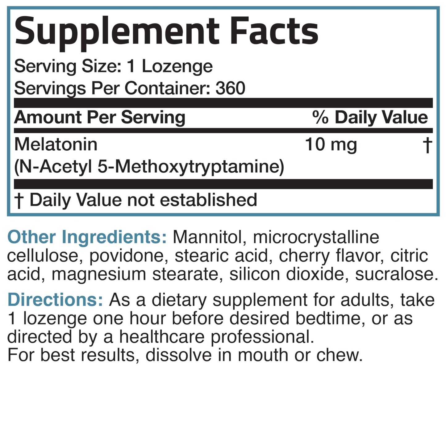 Bronson Melatonin 10mg Fast Dissolve Cherry Flavored Tablets Vegetarian Chewable Lozenges, 360 Count - dailyvitalstore